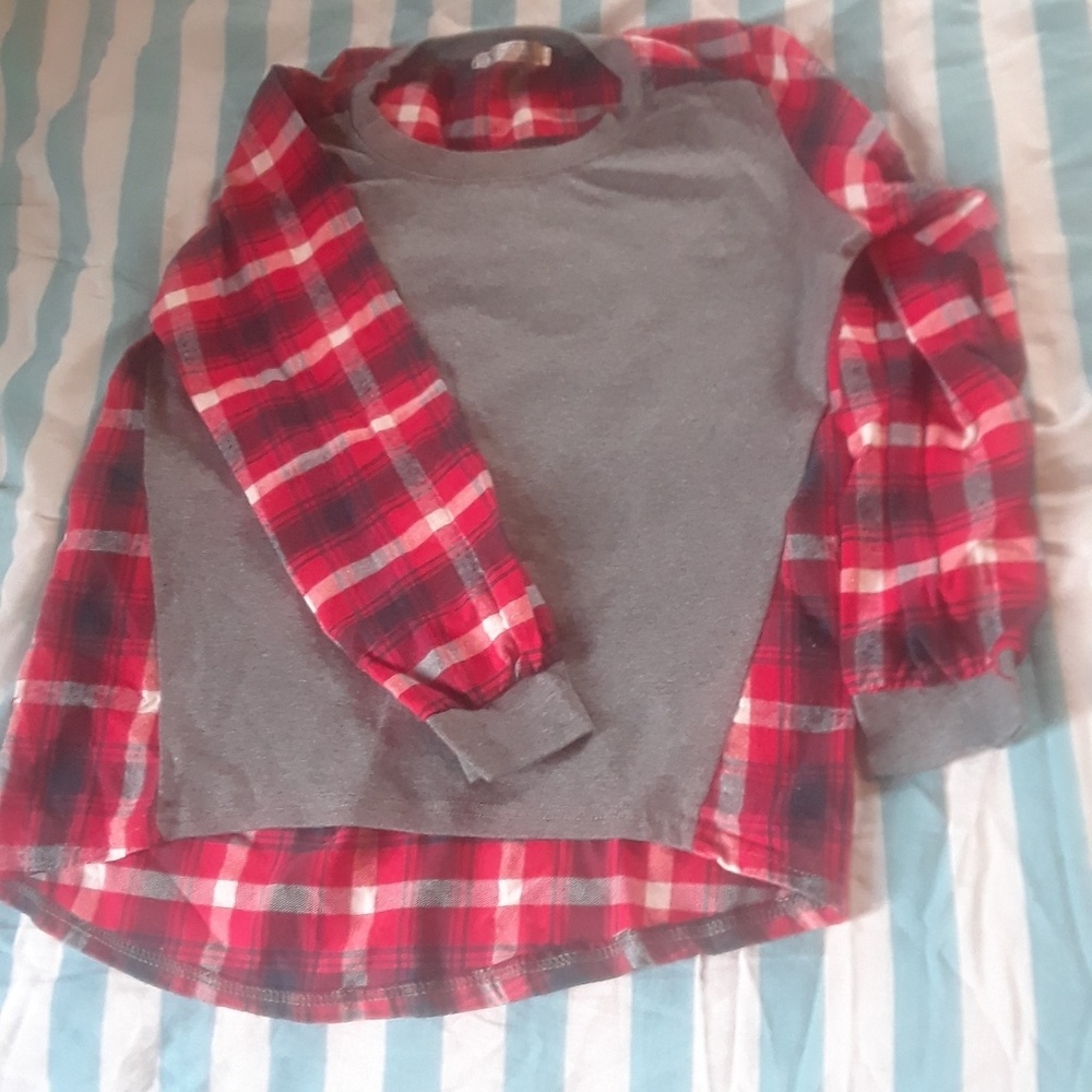 Red flannel with gray shirt sewn front